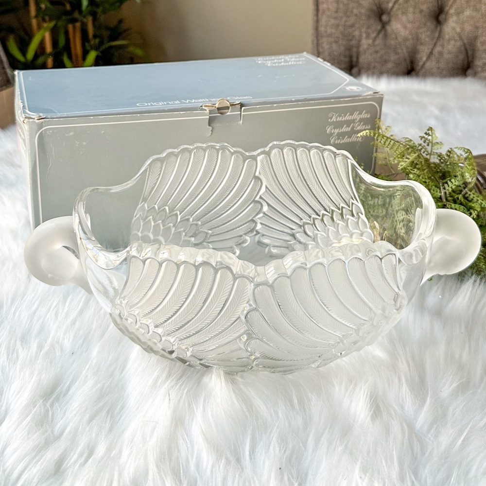 Walther-Glas Mikasa Crystal Satin Frosted Swan Oval Bowl Vintage Glass Germany
